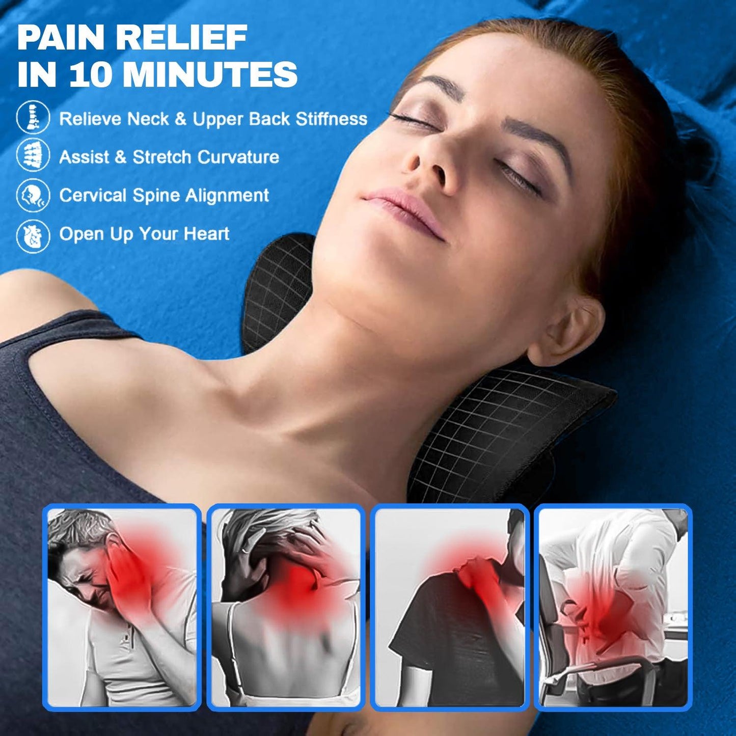 Neck Shoulder Massager - Upper Back Massager Cervical Traction Device Neck Stretcher For TMJ Pain Relief Cervical Spine Alignment Chiropractic Pillow