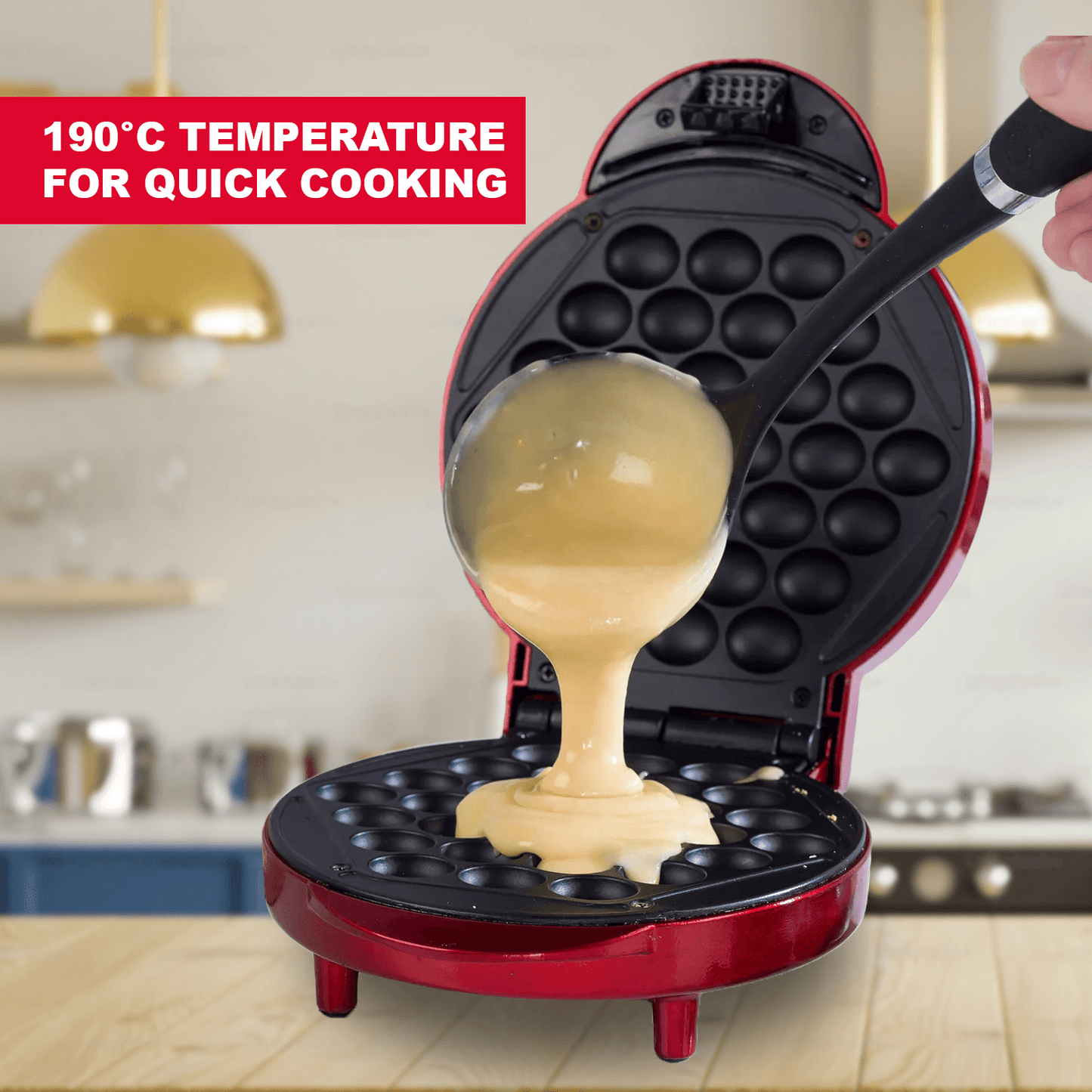 Waffle Maker Machine – Bubble & Heart Shaped Belgian Waffle Iron for Delicious Treats (1000W Non-Stick)