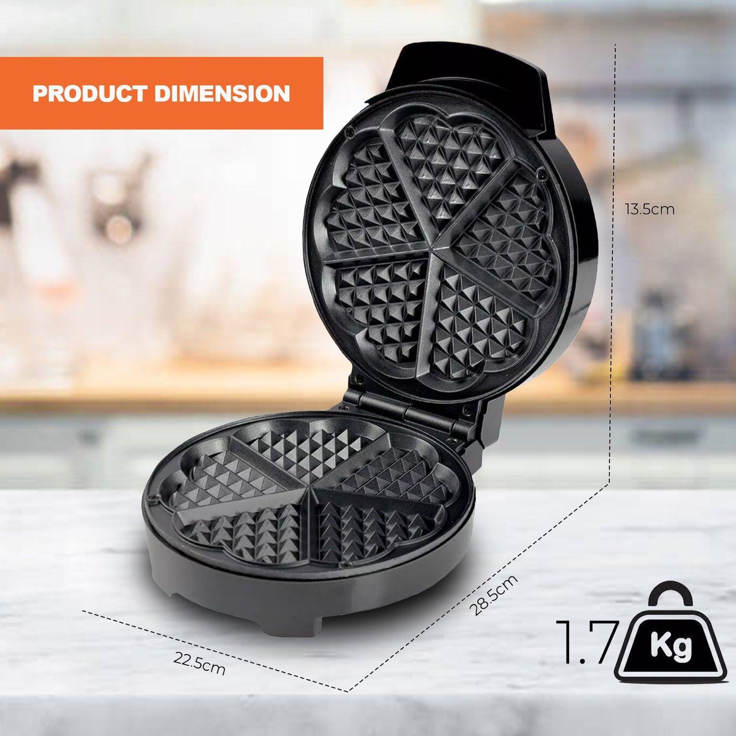 Waffle Maker Machine – Bubble & Heart Shaped Belgian Waffle Iron for Delicious Treats (1000W Non-Stick)
