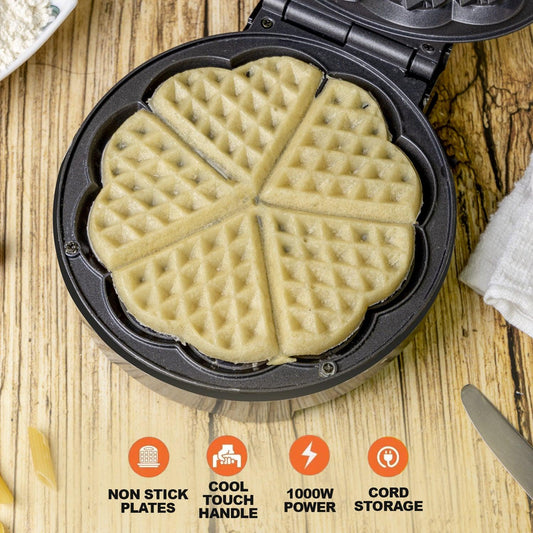 Waffle Maker Machine – Bubble & Heart Shaped Belgian Waffle Iron for Delicious Treats (1000W Non-Stick)