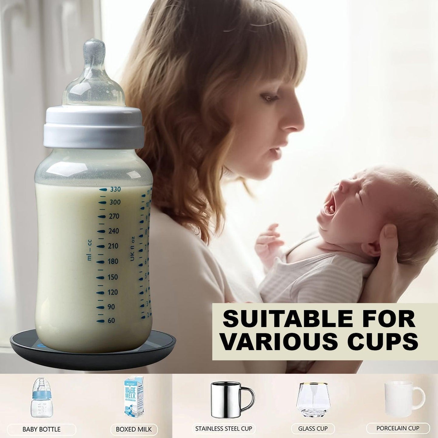 Coffee Mug Warmer - Cup Warmer with 2 Temperature Settings Smart Tea Warmer Portable Beverage Warmer Drink Warmer for Office丨Desk丨Cocoa丨Coffee丨Tea丨Milk丨Hot Drinks
