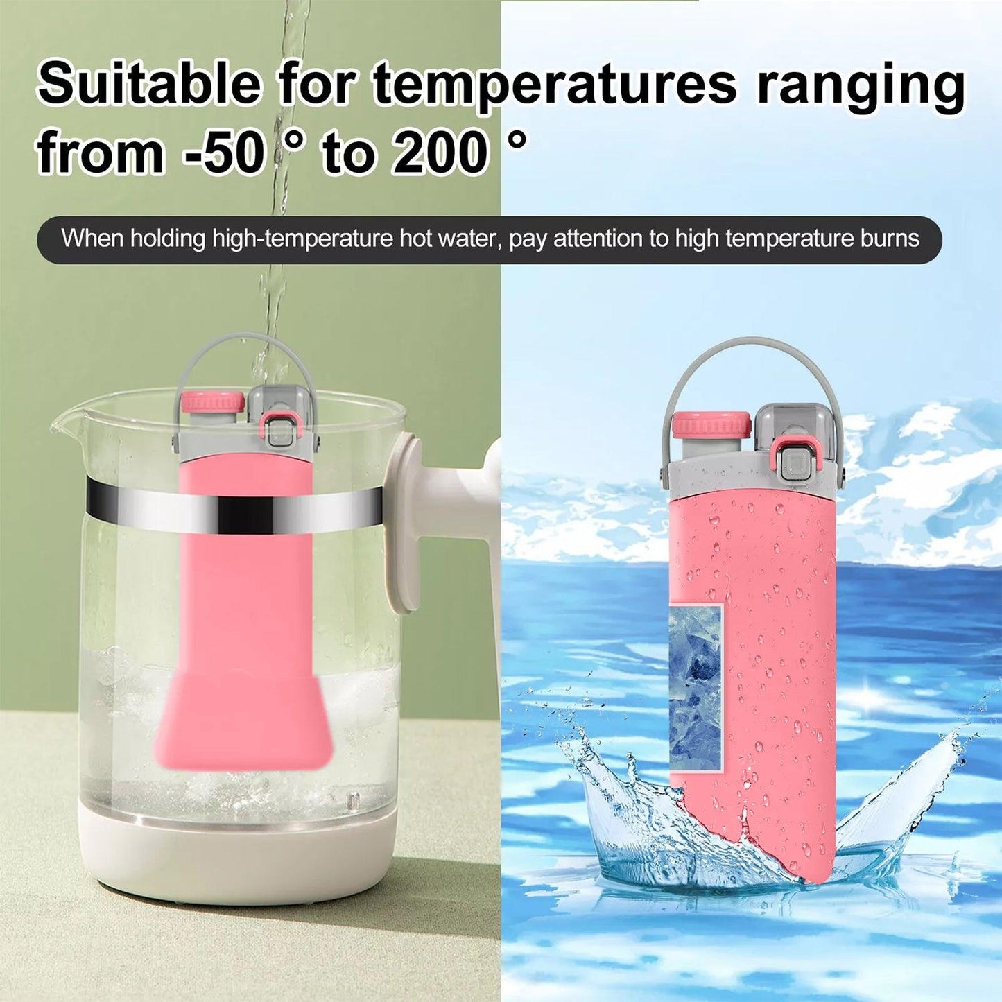 Silicone Water Bottle - 600ml Foldable Drink Bottle Collapsible Water Bottle Outdoor Sport Travel Run