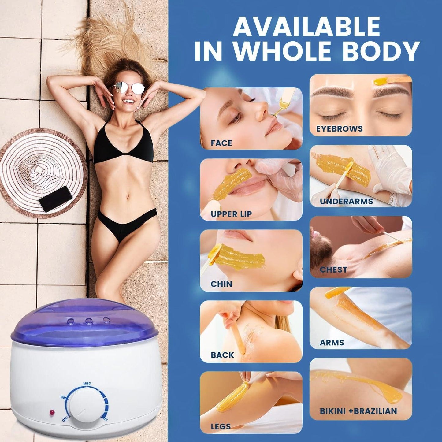 Wax Heater Warmer - Waxing Kit Depilatory Wax Beans Body Hair Removal