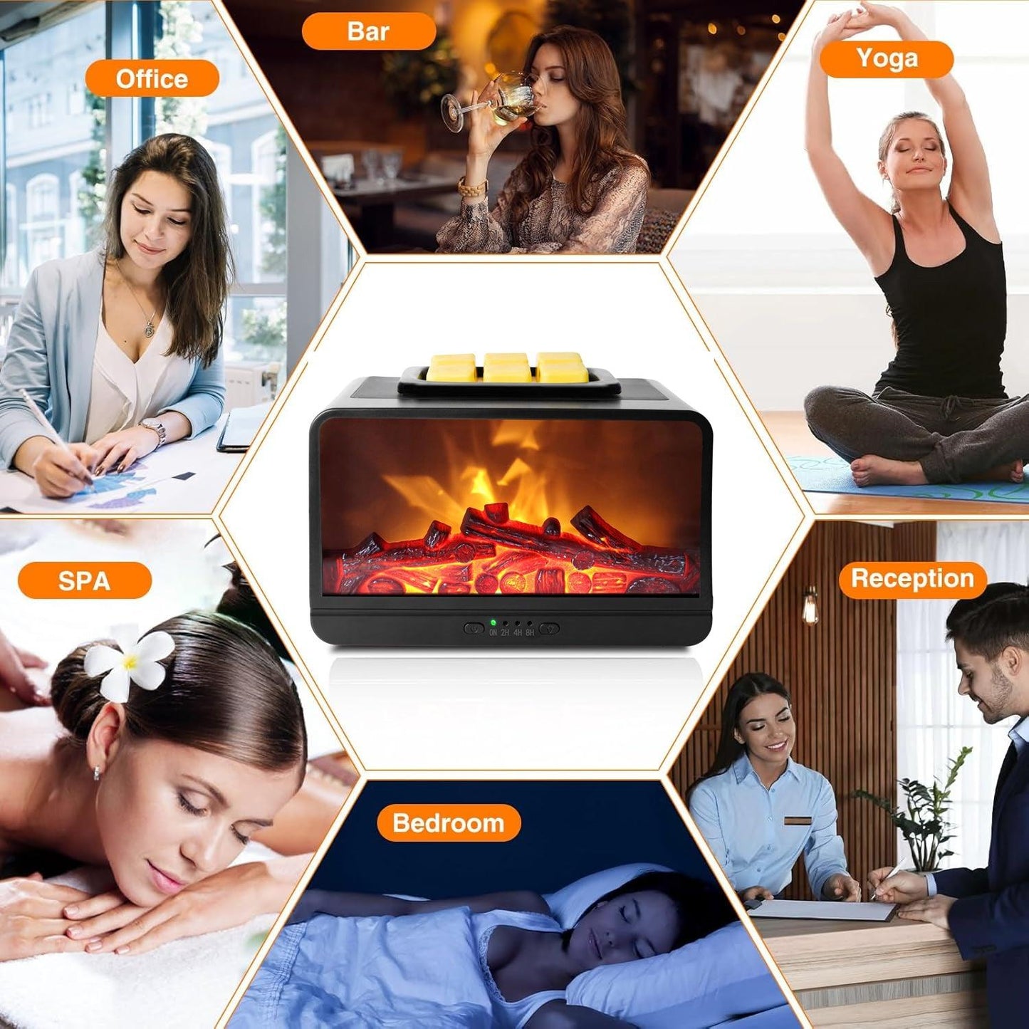 Electric Wax Melt Burner - Flame Fireplace Candle Wax Warmer Wax Melter for Scented Wax with 4 Timer