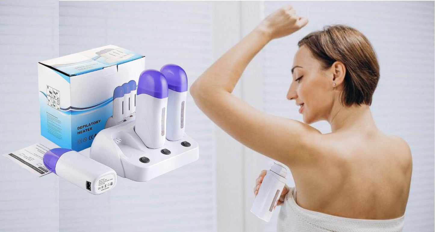Waxing Roller Machine - Electric Wax Roller Heater Depilatory Roll On Wax Brazilian Waxing Warmer for Women Men, Safe Painless, UK Plug