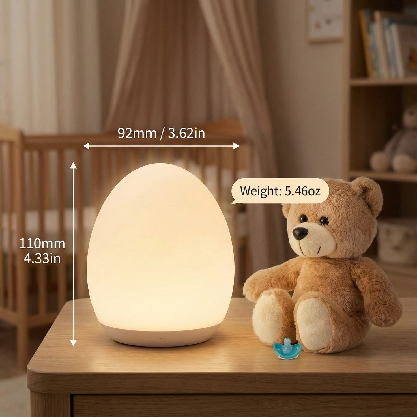 Egg-Shaped Silicone Night Light – Touch Control