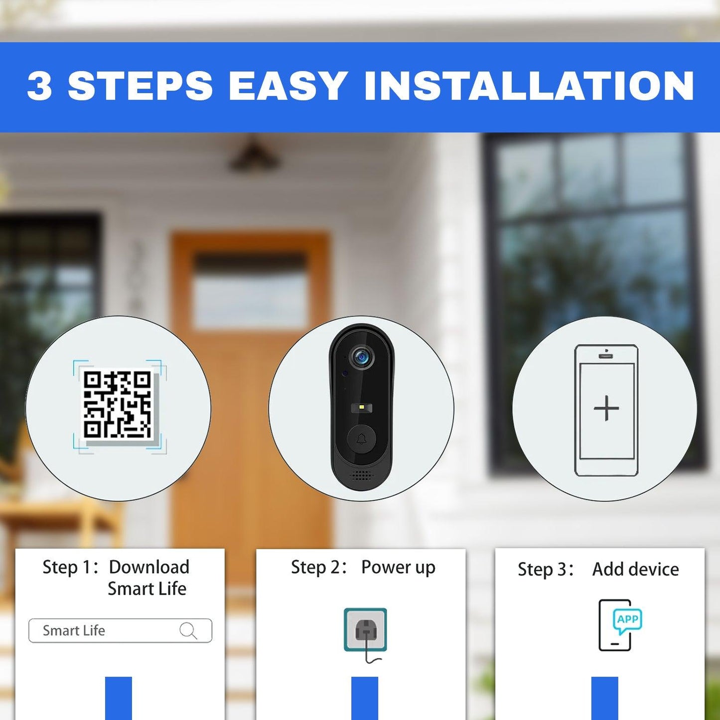 Wifi Video Doorbell - Smart Wireless Security Ring Phone Camera Door Bell Intercom HD Advanced Motion Detection Security Camera Bell