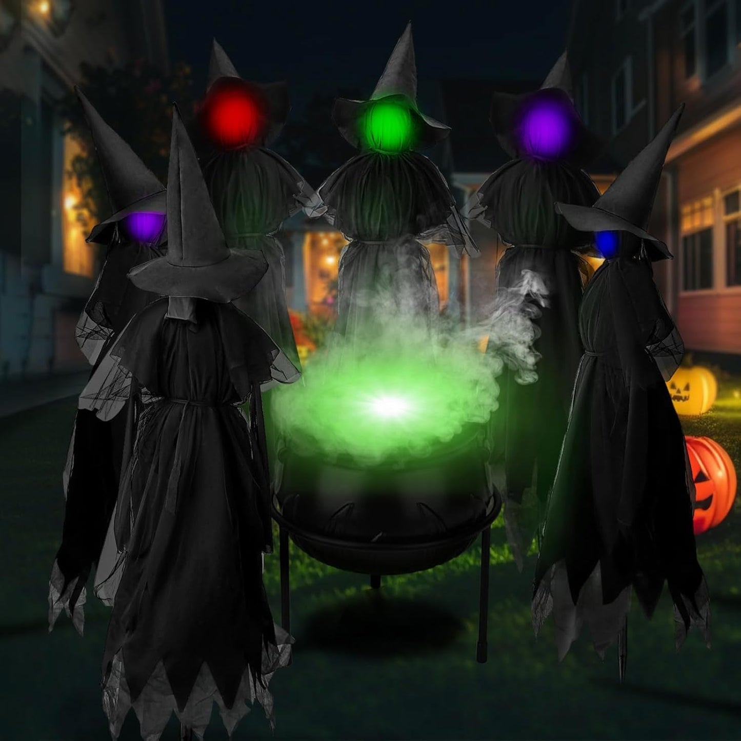 Light Up Witches – Outdoor Large Witches Cauldron on Tripod with Light Yard